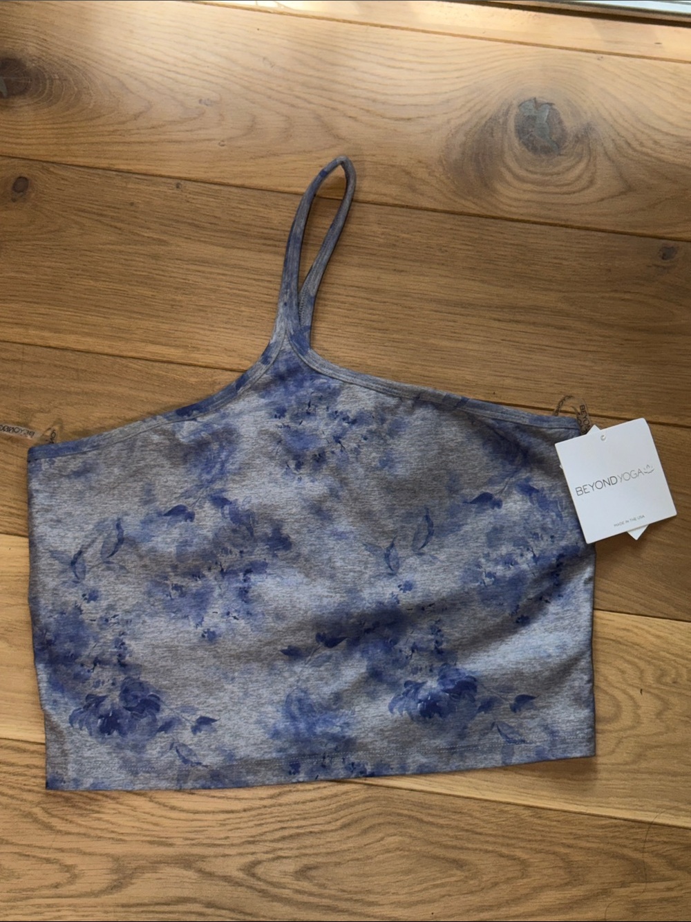 Beyond Yoga Gray and Purple Floral Crop Camisole size Large